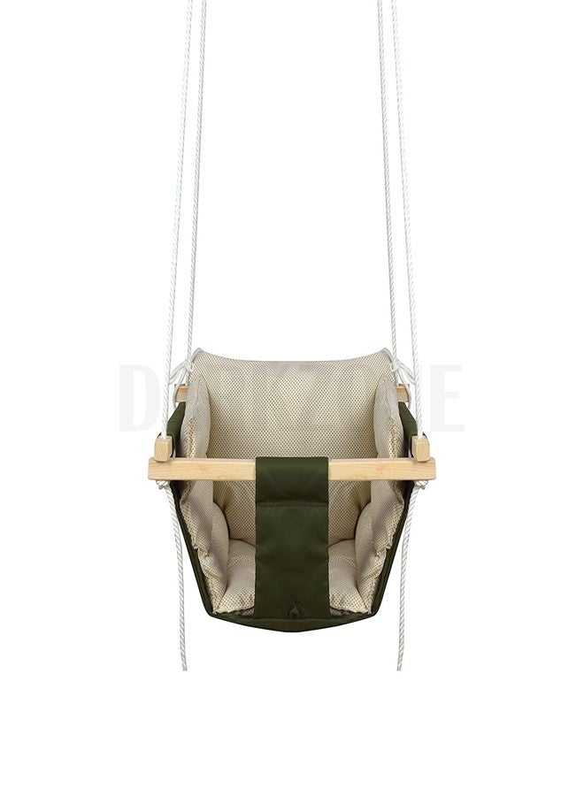 DARKZONE Swing for Kids | jhula for Kids | jhula for Baby | Baby Swing Hanging Indoor Outdoor | Baby Garden Swing with 2 Pillows (Light Green) - Image 1